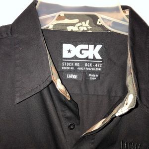 DGK Black Button Up Long Sleeve shirt with extra pocket Black Large